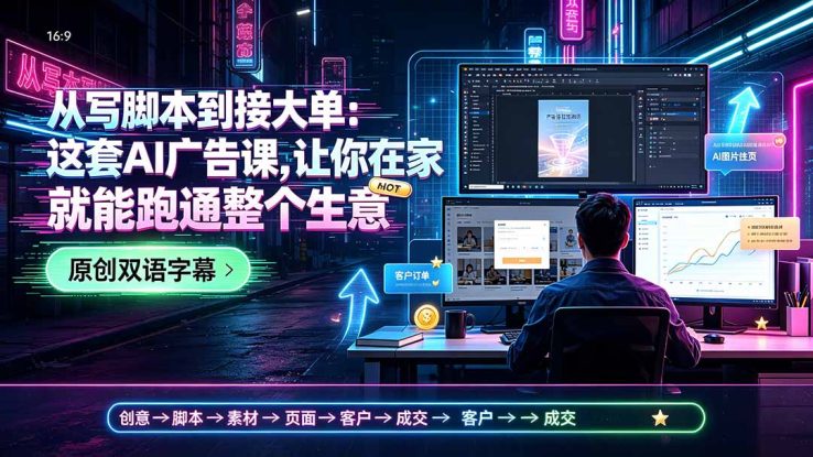 （19318期）从写脚本到接大单：这套AI广告课，让你在家就能跑通整个生意【原创双语字幕】_生财有道创业项目网