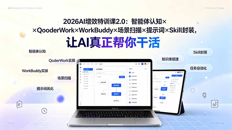 图片[1]-（19368期）2026AI增效特训课2.0：智能体认知×QoderWork×WorkBuddy×场景扫描×提示词×Skill封装，让AI真正帮你干活_生财有道创业项目网-生财有道