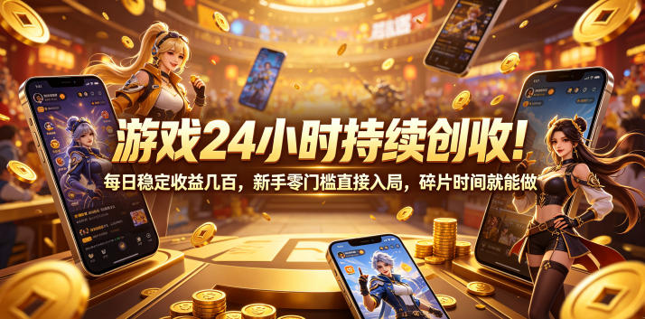 图片[1]-游戏24小时持续创收！每日稳定收益几百，新手零门槛直接入局，碎片时间就能做【揭秘】——生财有道创业项目网-生财有道