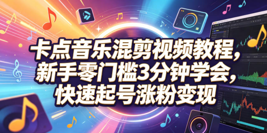 图片[1]-卡点音乐混剪视频教程，新手零门槛3分钟学会，快速起号涨粉变现——生财有道创业项目网-生财有道