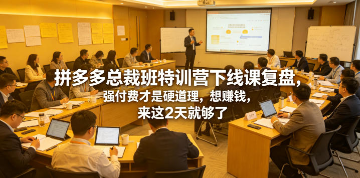 拼多多总裁班特训营下线课复盘，强付费才是硬道理，想賺钱，来这2天就够了——生财有道创业项目网