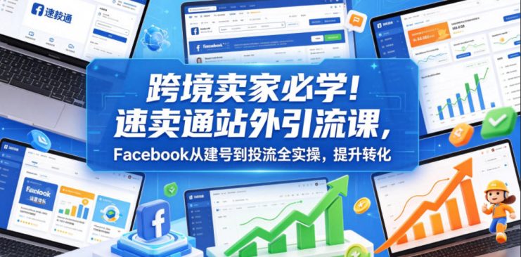 跨境卖家必学！速卖通站外引流课，Facebook从建号到投流全实操，提升转化——生财有道创业项目网