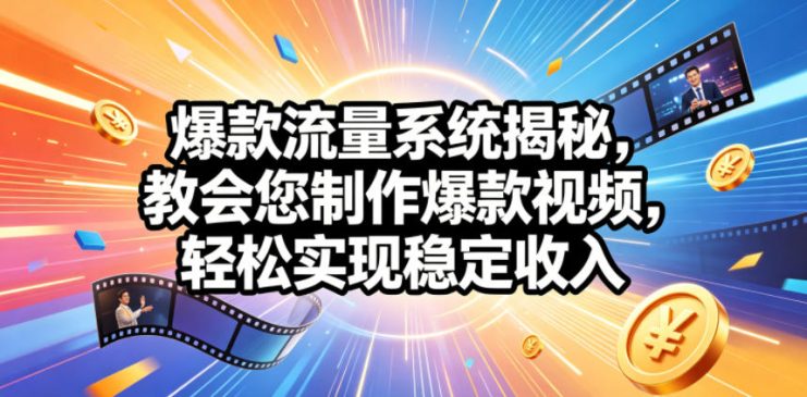 爆款流量系统揭秘，教会您制作爆款视频，轻松实现稳定收入【原创双语字幕】——生财有道创业项目网