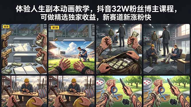 （18826期）体验人生副本动画教学， 抖音32W粉丝博主课程，可做精选独家收益，新赛道新涨粉快_生财有道创业项目网