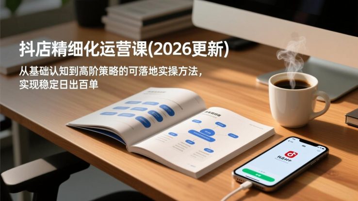 （18842期）抖店精细化运营课(更新6月)，从基础认知到高阶策略的可落地实操方法，实现稳定日出百单_生财有道创业项目网