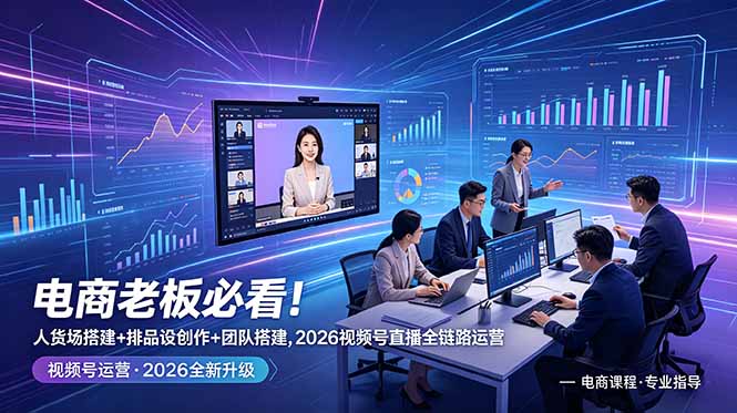 （18845期）电商老板必看！人货场搭建+排品设计+素材创作+团队搭建，2026视频号直播全链路运营_生财有道创业项目网