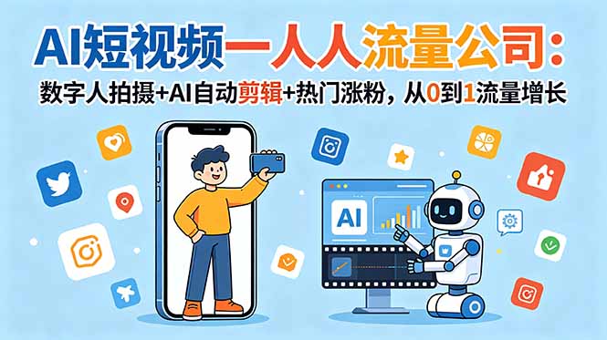 （18864期）AI短视频一人流量公司：数字人拍摄+AI自动剪辑+热门涨粉，从0到1流量增长_生财有道创业项目网
