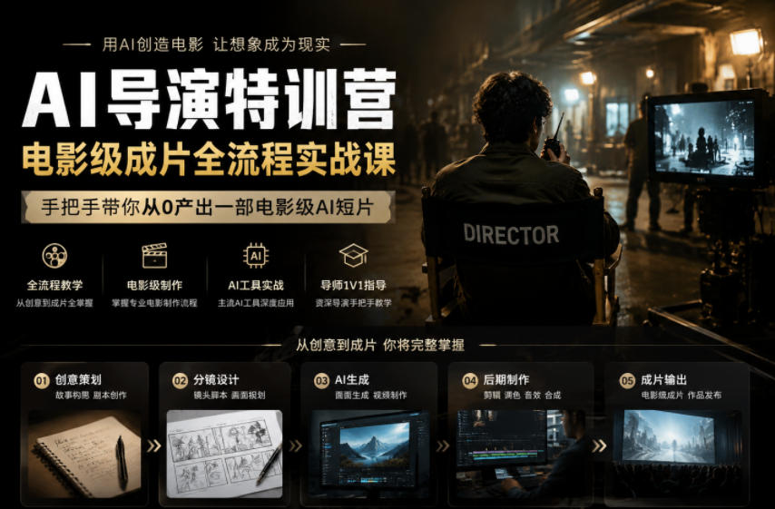 图片[1]-AI导演特训营，电影级成片全流程实战课，手把手带你从0产出一部电影级AI短片——生财有道创业项目网-生财有道
