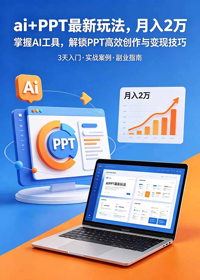 图片[1]-（18881期）ai+PPT最新玩法，月入2万掌握AI工具，解锁PPT高效创作与变现技巧3天入门，实战案例·副业指南_生财有道创业项目网-生财有道