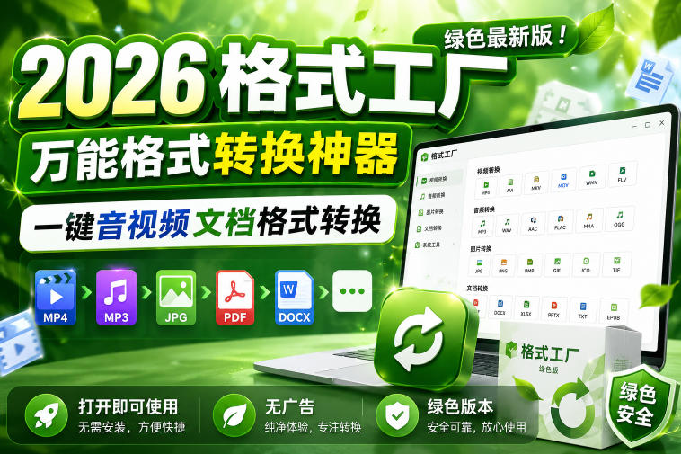 图片[1]-2026格式工厂绿色最新版！万能格式转换神器，一键音视频文档格式转换，打开即可使用，无广告绿色版本——生财有道创业项目网-生财有道