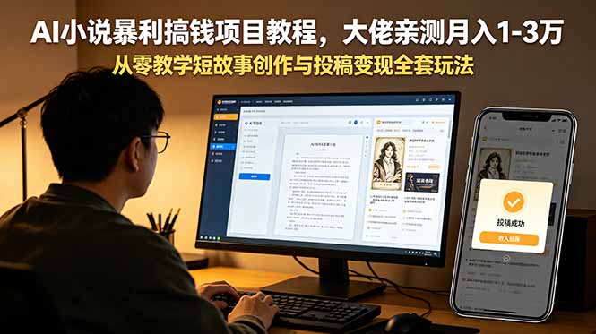 （18898期）AI小说暴利搞钱项目教程，大佬亲测月入1-3万，从零教学短故事创作与投稿变现全套玩法_生财有道创业项目网