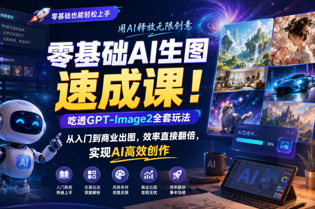 图片[1]-零基础AI生图速成课！吃透GPT-Image2全套玩法，从入门到商业出图，效率直接翻倍，实现AI高效创作——生财有道创业项目网-生财有道