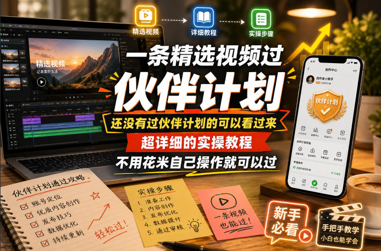 图片[1]-一条精选视频过伙伴计划，还没有过伙伴计划的可以看过来，超详细的实操教程，不用花米自己操作就可以过——生财有道创业项目网-生财有道