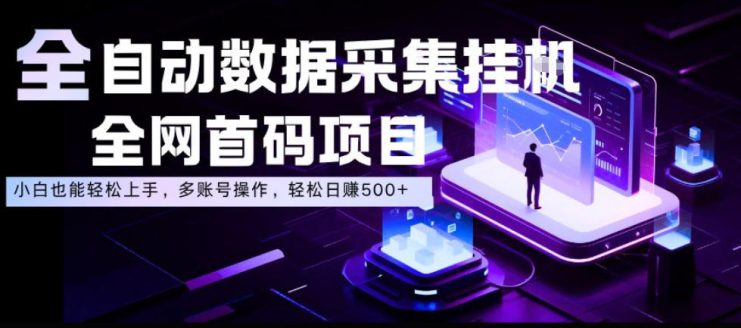 全自动数据采集挂G，全网首码项目，简单易操作，小白也能轻松上手，多账号操作，轻松日入500+【揭秘】——生财有道创业项目网