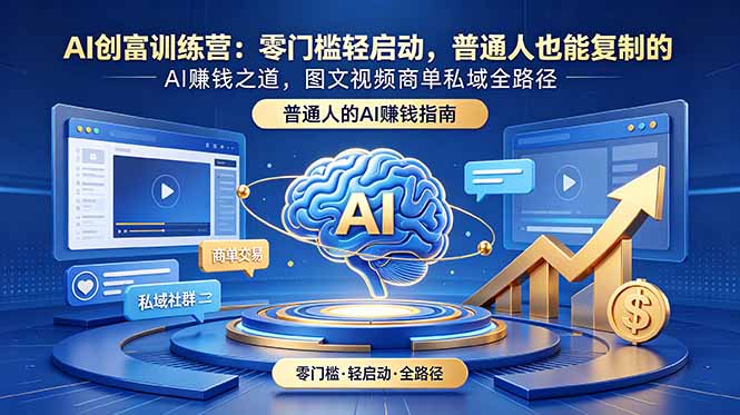 （18911期）AI创富训练营：零门槛轻启动，普通人也能复制的AI赚钱之道，图文视频商单私域全路径_生财有道创业项目网