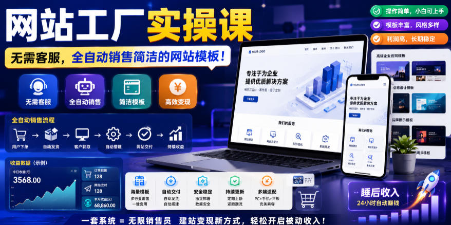 图片[1]-网站工厂实操课，无需客服，网站模板自动赚钱！【原创双语字幕】——生财有道创业项目网-生财有道
