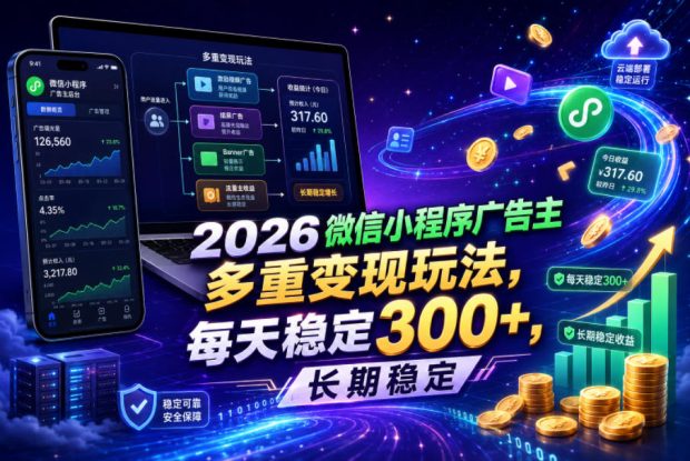 2026微信小程序广告主，多重变现玩法，每天稳定300+，长期稳定【揭秘】——生财有道创业项目网