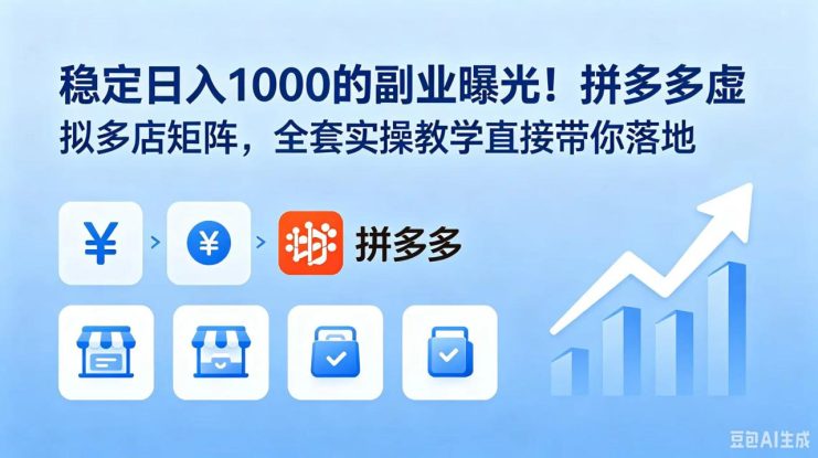 （18928期）稳定日入 1000 的副业曝光！拼多多虚拟多店矩阵，全套实操教学直接带你落地_生财有道创业项目网