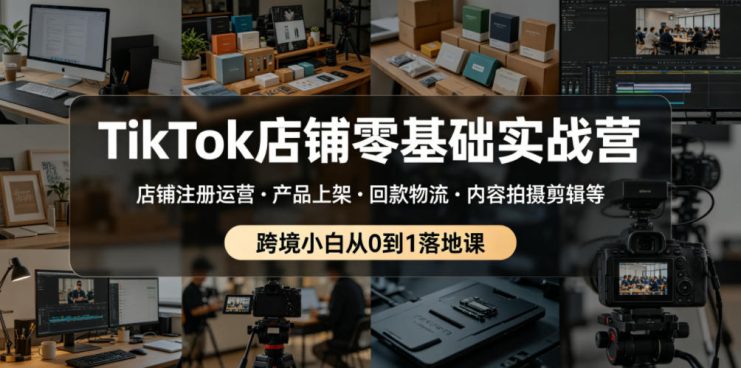 TikTok店铺零基础实战营，店铺注册运营・产品上架・回款物流・内容拍摄剪辑等 ，跨境小白从0到1落地课——生财有道创业项目网