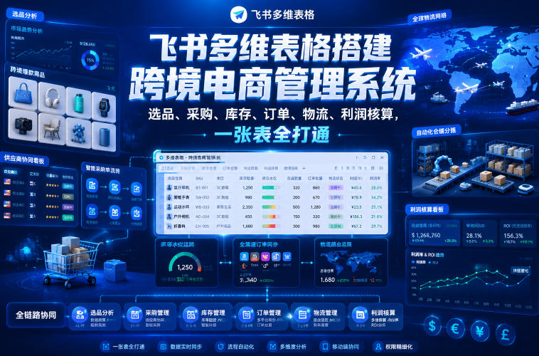图片[1]-飞书多维表格搭建跨境电商管理系统，选品、采购、库存、订单、物流、利润核算，一张表全打通——生财有道创业项目网-生财有道