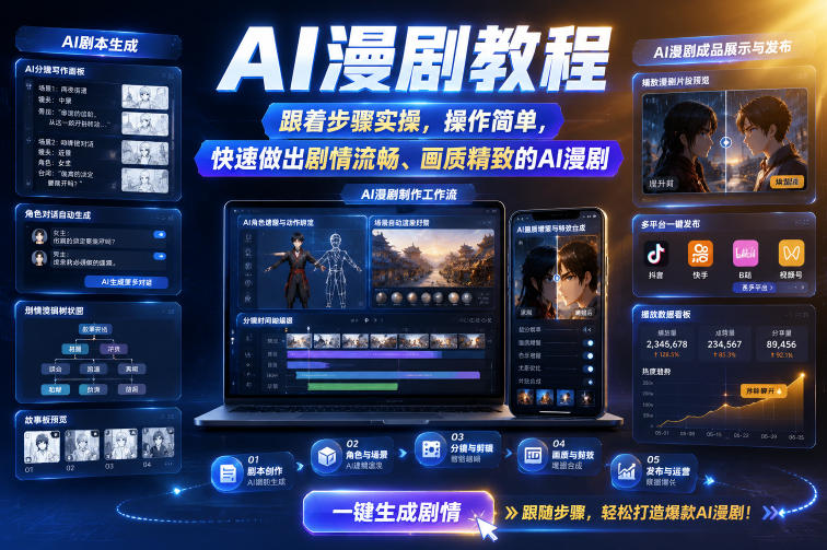 图片[1]-AI漫剧教程，跟着步骤实操，操作简单，快速做出剧情流畅、画质精致的AI漫剧——生财有道创业项目网-生财有道