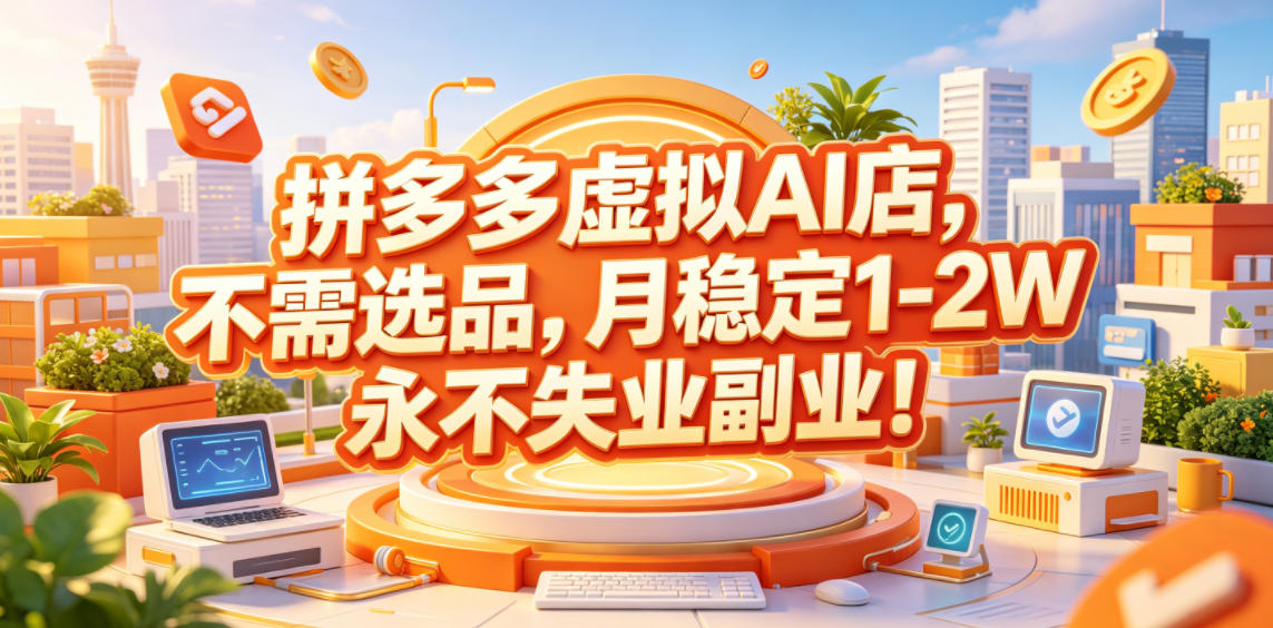 图片[1]-拼多多虚拟AI店，不需选品，月稳定1-2W，永不失业副业！【揭秘】——生财有道创业项目网-生财有道
