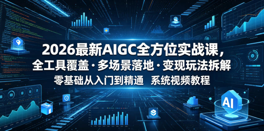 图片[1]-2026最新AIGC全方位实战课，全工具覆盖・多场景落地・变现玩法拆解，零基础从入门到精通系统视频教程——生财有道创业项目网-生财有道