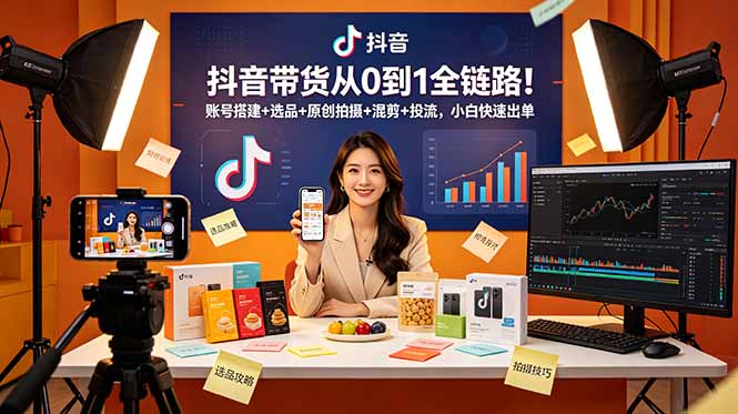 （18963期）抖音带货从0到1全链路！账号搭建+选品+原创拍摄+混剪+投流，小白快速出单_生财有道创业项目网