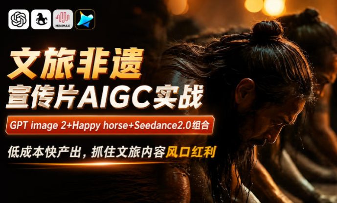 文旅非遗宣传片AIGC实战，GPT image 2+Happy horse+Seedance2.0组合，低成本快产出，抓住文旅内容风口红利——生财有道创业项目网