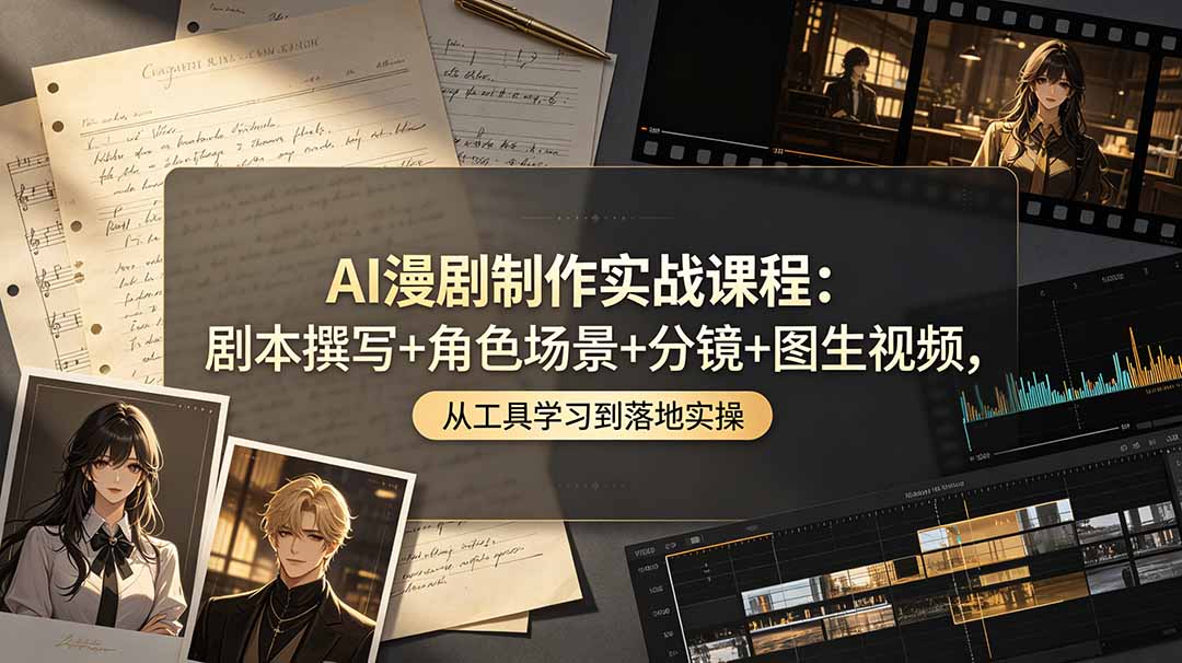 图片[1]-（19020期）AI漫剧制作实战课程：剧本撰写+角色场景+分镜+图生视频，从工具学习到落地实操_生财有道创业项目网-生财有道