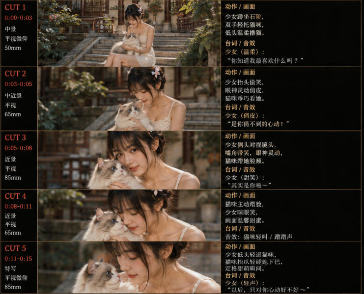 图片[2]-美女和猫故事提示词，人物一致性提示词+故事板——生财有道创业项目网-生财有道