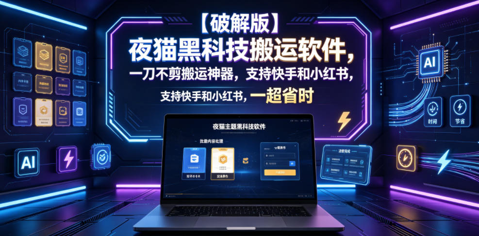图片[1]-【破解版】夜猫黑科技搬运软件，一刀不剪搬运神器，支持快手和小红书，一键搬运超省时！——生财有道创业项目网-生财有道