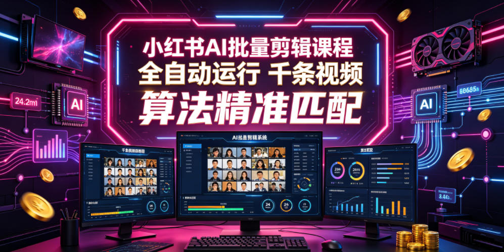 图片[1]-小红书AI批量剪辑课程，24小时全自动运行，解放双手专注运营，千条视频批量处理，小红书算法精准匹配——生财有道创业项目网-生财有道