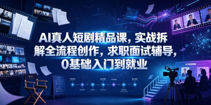 AI真人短剧精品课，实战拆解全流程创作，求职面试辅导，0基础入门到就业——生财有道创业项目网