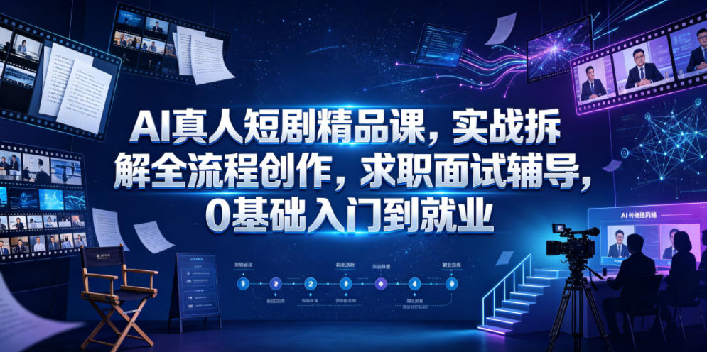图片[1]-AI真人短剧精品课，实战拆解全流程创作，求职面试辅导，0基础入门到就业——生财有道创业项目网-生财有道