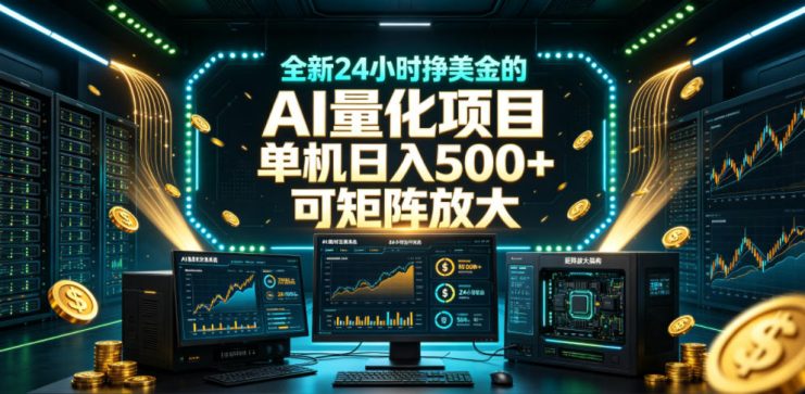 全新24小时挣美金的AI量化项目，单机日入500+，每天见收益，可矩阵放大【揭秘】——生财有道创业项目网