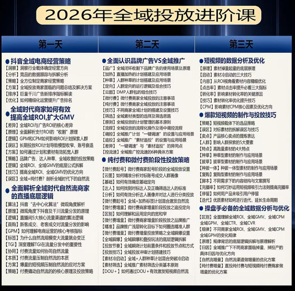 图片[2]-千川扫地僧2026抖音全域投放进阶课，少走弯路·快速起量·掌控增长，6月12-14号杭州线下课——生财有道创业项目网-生财有道