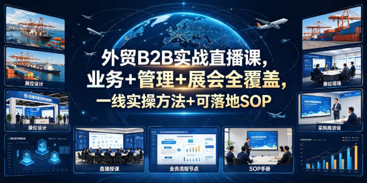 外贸B2B实战直播课，业务+管理+展会全覆盖，一线实操方法+可落地SOP——生财有道创业项目网