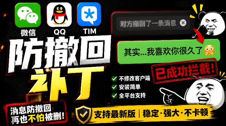 图片[1]-Windows下PC版微信/QQ/TIM的防撤回多开工具！开源免费使用，且免费长期维护RevokeMsgPatcher——生财有道创业项目网-生财有道