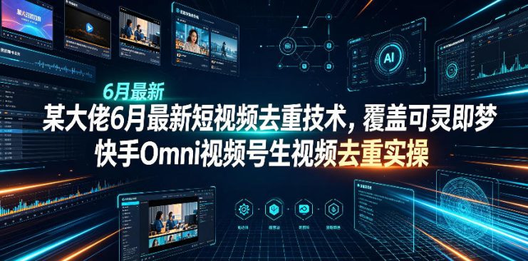 某大佬6月最新短视频去重技术，覆盖可灵即梦快手Omni视频号生视频去重实操——生财有道创业项目网
