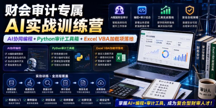 财会审计专属AI实战训练营｜AI协同编程+Python审计工具箱+Excel VBA加载项落地——生财有道创业项目网