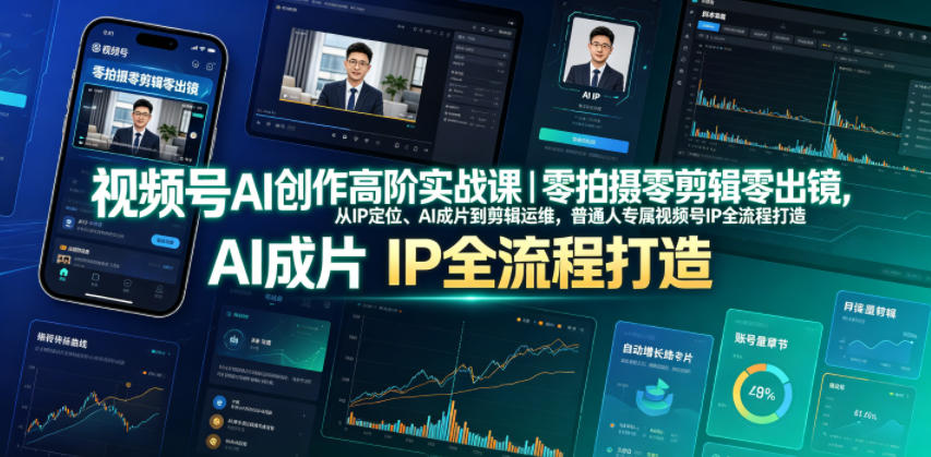 图片[1]-视频号AI创作高阶实战课｜零拍摄零剪辑零出镜，从IP定位、AI成片到剪辑运维，普通人专属视频号IP全流程打造——生财有道创业项目网-生财有道