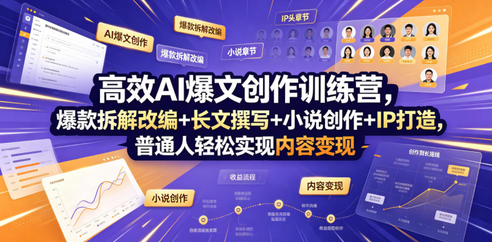 图片[1]-高效AI爆文创作训练营，爆款拆解改编+长文撰写+小说创作+IP打造，普通人轻松实现内容变现——生财有道创业项目网-生财有道