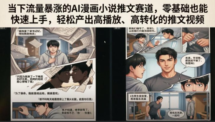 当下流量暴涨的AI漫画小说推文赛道，零基础也能快速上手，轻松产出高播放、高转化的推文视频——生财有道创业项目网