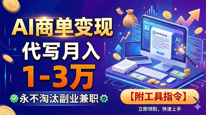 （19102期）AI商单变现，靠代写月入1-3万，永不淘汰副业兼职【附工具指令】_生财有道创业项目网