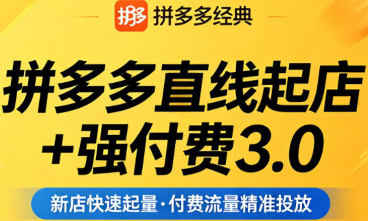 拼多多直线起店+强付费3.0，教你稳定起店、高效控投产、破解流量瓶颈（更新6月）——生财有道创业项目网