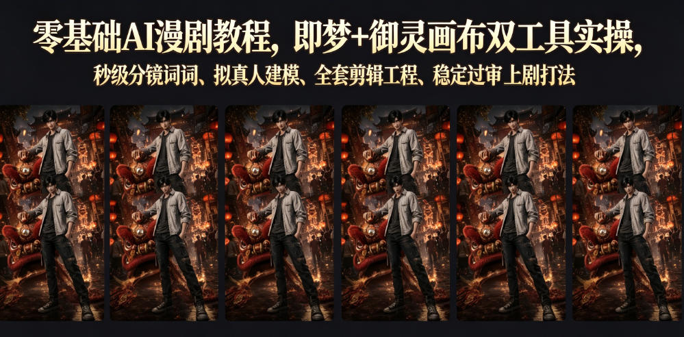 图片[1]-零基础AI漫剧教程，即梦+御灵画布双工具实操，秒级分镜提示词、拟真人建模、全套剪辑工程、稳定过审上剧打法——生财有道创业项目网-生财有道