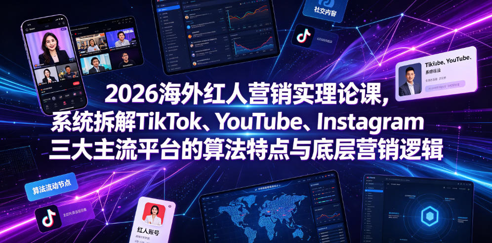 图片[1]-2026海外红人营销实理论课，系统拆解TikTok、YouTube、Instagram三大主流平台的算法特点与底层营销逻辑——生财有道创业项目网-生财有道