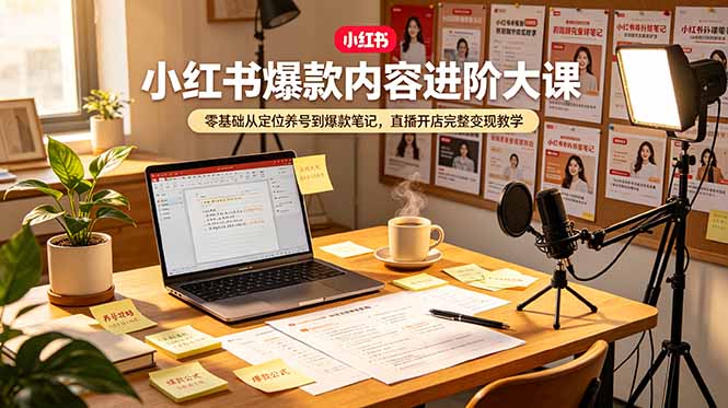 （19118期）小红书爆款内容进阶大课，零基础从定位养号到爆款笔记，直播开店完整变现教学_生财有道创业项目网
