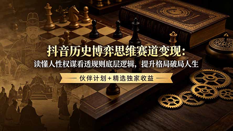 图片[1]-（19116期）抖音历史博弈思维赛道变现：读懂人性权谋看透规则底层逻辑，提升格局破局人生，伙伴计划+精选独家收益_生财有道创业项目网-生财有道